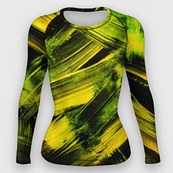 Рашгард женский Мазки краски цвета лайм, цвет: 3D-принт