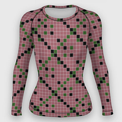 Женский рашгард Коричневая с черным и зеленым плитка