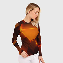 Рашгард женский Оранжевые объемные пластины, цвет: 3D-принт — фото 2