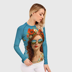 Рашгард женский Девушка в очках, цвет: 3D-принт — фото 2