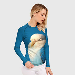 Рашгард женский Волнистый попугай - синий, цвет: 3D-принт — фото 2