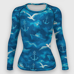 Рашгард женский Морской камуфляж акварелью, цвет: 3D-принт