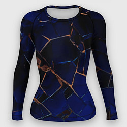 Рашгард женский Тёмный синий абстракция битые плиты, цвет: 3D-принт