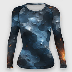 Рашгард женский Синий камуфляж с каплями, цвет: 3D-принт