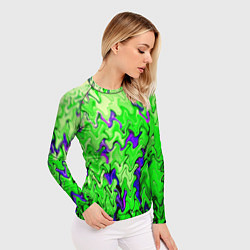 Рашгард женский Ярко-зелёный стекающая абстаркция, цвет: 3D-принт — фото 2