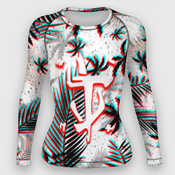 Рашгард женский Doom тропики глитч, цвет: 3D-принт