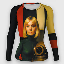 Женский рашгард Девушка с водолазным шлемом ретрофутуризм поп-арт