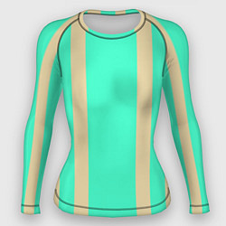 Рашгард женский Color blue beige stripes, цвет: 3D-принт