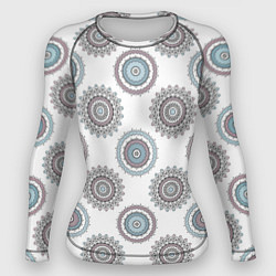 Рашгард женский Круглый разноцветный узор мандала, цвет: 3D-принт