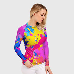 Рашгард женский Яркие пятна акриловой краски на стене, цвет: 3D-принт — фото 2