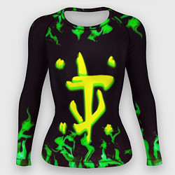 Рашгард женский Doom зелёный огонь, цвет: 3D-принт