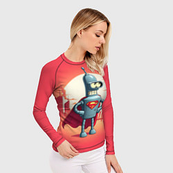 Рашгард женский Робот-сгибальщик Бендер супермен - коллаба, цвет: 3D-принт — фото 2