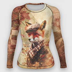 Рашгард женский Винтажный лис на осеннем фоне, цвет: 3D-принт