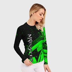 Рашгард женский Monster energy - зеленые брызги, цвет: 3D-принт — фото 2