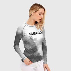 Рашгард женский Geely на сером абстрактном фоне, цвет: 3D-принт — фото 2