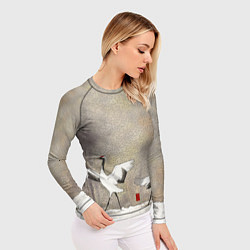 Рашгард женский Журавли зимняя акварель, цвет: 3D-принт — фото 2