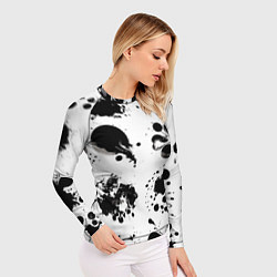 Рашгард женский Чёрно-белые кляксы - абстракция, цвет: 3D-принт — фото 2
