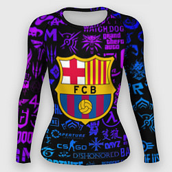 Женский рашгард Барселона неоновые логотипы игр