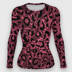 Рашгард женский Тёмный пыльно-розовый стилизация под леопарда, цвет: 3D-принт
