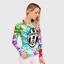 Рашгард женский Ювентус жидкие краски текстура, цвет: 3D-принт — фото 2