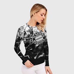 Рашгард женский Bayern Mnchen черно белая бумага, цвет: 3D-принт — фото 2