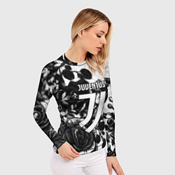 Рашгард женский Ювентус черные розы, цвет: 3D-принт — фото 2