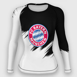 Рашгард женский Бавария Мюнхен черно белые штрихи, цвет: 3D-принт