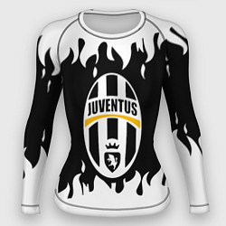 Рашгард женский Ювентус черно белый огонь, цвет: 3D-принт