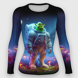 Рашгард женский Шрек бравый космонавт - неоновое свечение, цвет: 3D-принт