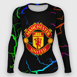 Рашгард женский Манчестер Юнайтед неоновые молнии, цвет: 3D-принт