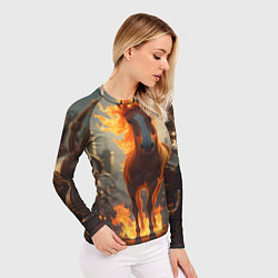 Рашгард женский Огненная лошадь в стиле стимпанк, цвет: 3D-принт — фото 2