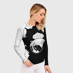 Рашгард женский Реал Мадрид черно белые краски, цвет: 3D-принт — фото 2