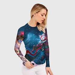 Рашгард женский Санта с динозавром, цвет: 3D-принт — фото 2