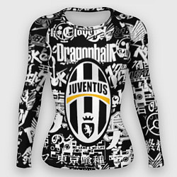 Женский рашгард Ювентус аниме черно белые надписи