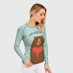 Рашгард женский Медведь с сердцем, цвет: 3D-принт — фото 2