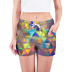 Шорты женские Разноцветные треугольники, цвет: 3D-принт — фото 2
