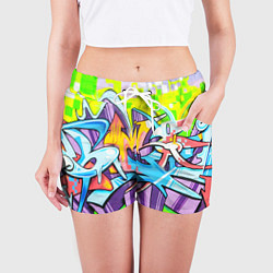 Шорты женские Неоновая кислота, цвет: 3D-принт — фото 2