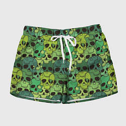 Женские шорты Зеленые черепа - паттерн