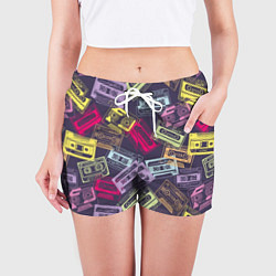 Шорты женские Разноцветные ретро кассеты, цвет: 3D-принт — фото 2