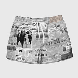 Шорты женские Газета Newspaper, цвет: 3D-принт