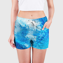 Шорты женские Cине-белая абстрактная живопис, цвет: 3D-принт — фото 2