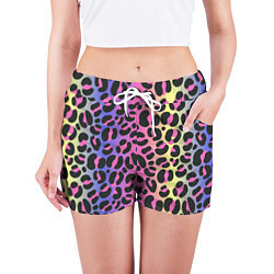 Шорты женские Neon Leopard Pattern, цвет: 3D-принт — фото 2