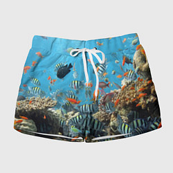 Шорты женские Коралловые рыбки, цвет: 3D-принт
