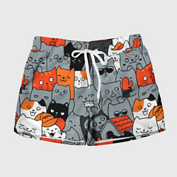 Шорты женские Разноцветные коты, цвет: 3D-принт