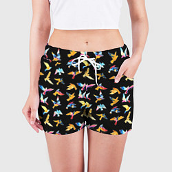 Шорты женские Акварельные птица, цвет: 3D-принт — фото 2