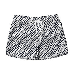 Шорты женские Черно-белый полосатый тигровый, цвет: 3D-принт