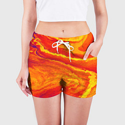 Шорты женские ПЯТНО ЮПИТЕРА ОРАНЖЕВЫЙ ГРАНЖ, цвет: 3D-принт — фото 2
