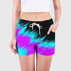Шорты женские НЕОНОВЫЕ ПОЛОСЫ И НИЧЕГО ЛИШНЕГО NEON STRIPES, цвет: 3D-принт — фото 2