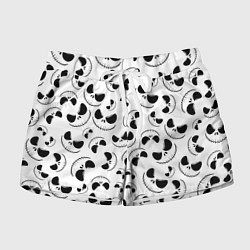 Шорты женские Джек Скеллингтон паттерн лицо, цвет: 3D-принт