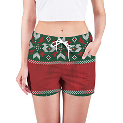 Шорты женские Knitted Christmas Pattern, цвет: 3D-принт — фото 2